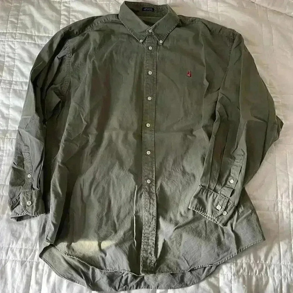 Other Other - Olive green Long sleeve button down shirt Norsport mens large Relaxed fit.